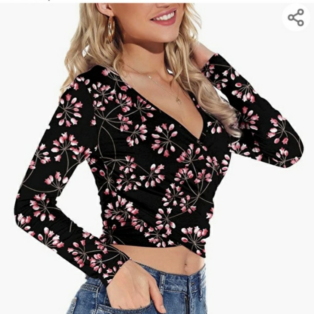 Women sexy Deep V neck Blouse